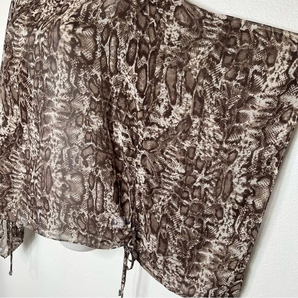 Michael Kors Reptile Print Semi Sheer Chiffon Ruana Caftan Brown Tan Women L/XL - Picture 4 of 11